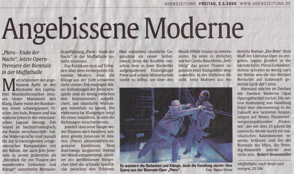 Piero, Münchner Abendzeitung, 02.05.2008